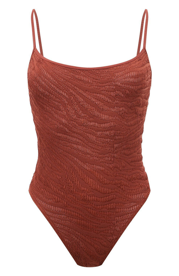 Damen Einteiliger Badeanzug mit strukturiertem Zebra-Muster Drune