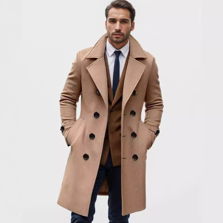 Herren doppelreihriger Wollmantel Drune