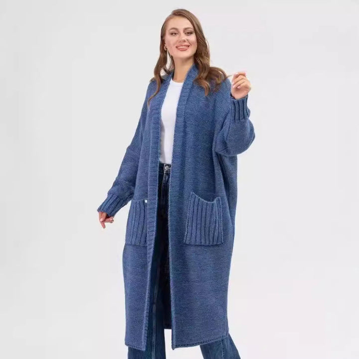 Damen Gemütlicher Strickmantel mit großen Taschen und oversized Schnitt Drune