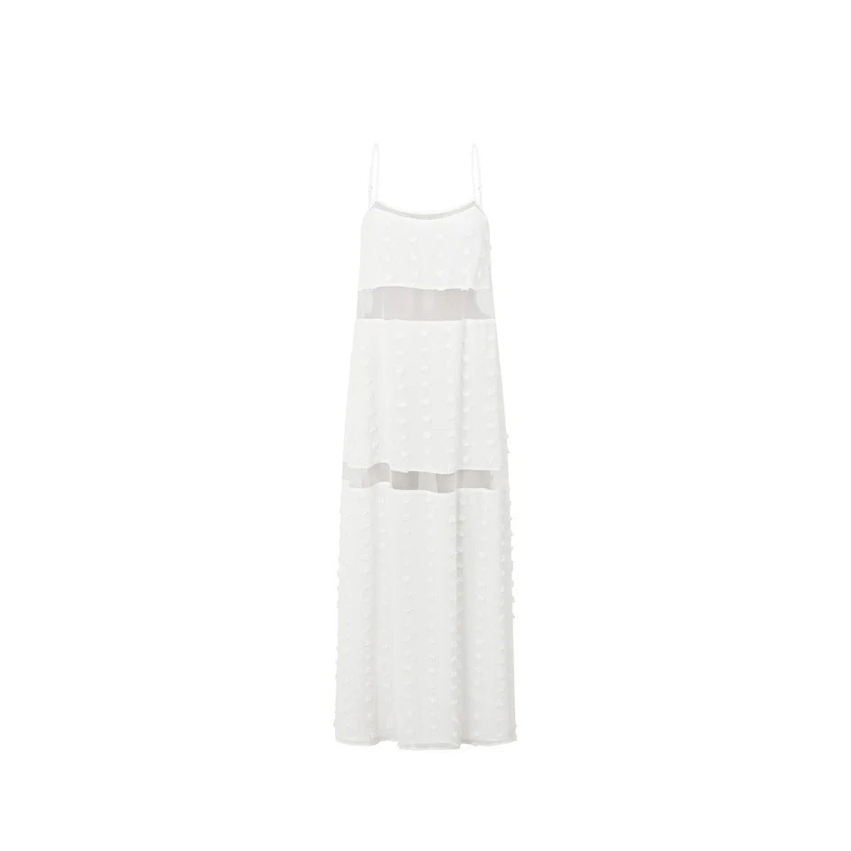 Damen Transparentes Maxikleid mit verspielten 3D-Punktdetails Drune