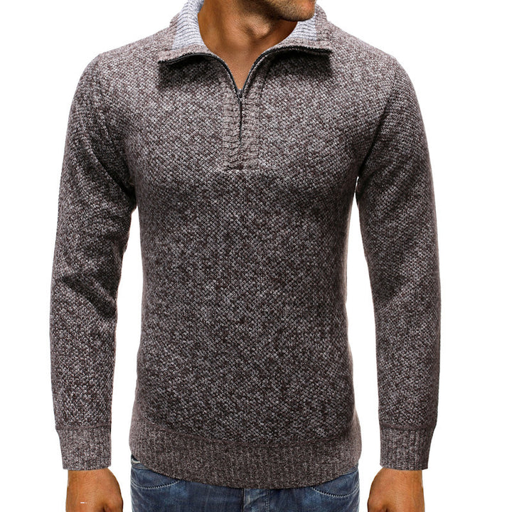 Herren luxuriöser Strickpullover mit modernem Stehkragen und Reißverschluss Drune