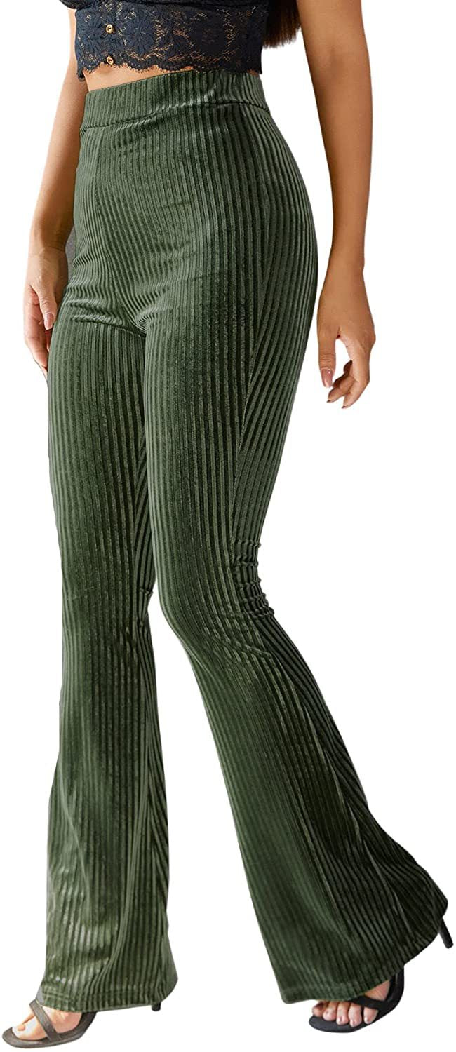 Damen Bootcut-Hose mit Rippstruktur und hohem Bund Drune