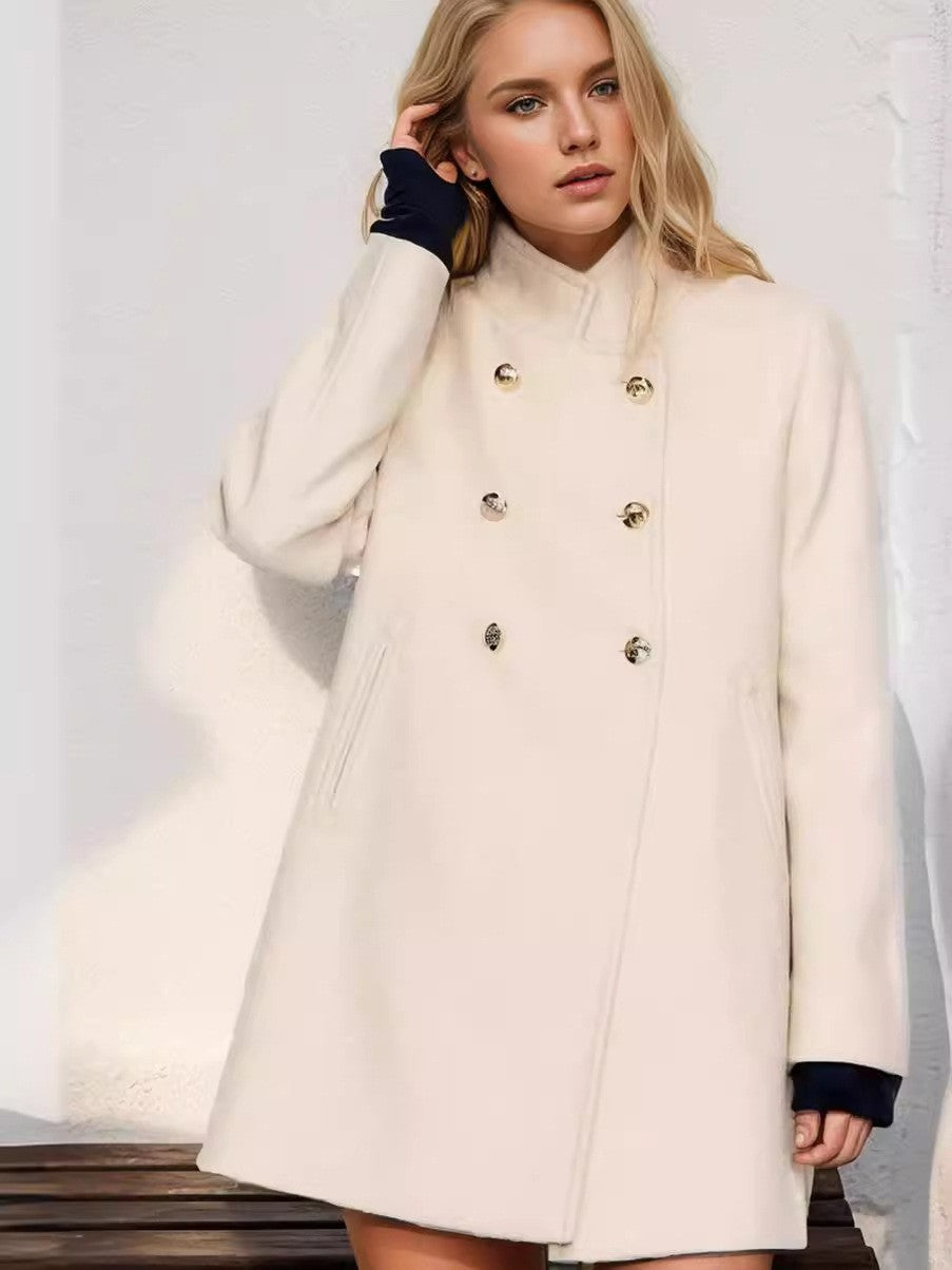 Damen eleganter Mantel mit doppelter Knopfleiste Drune