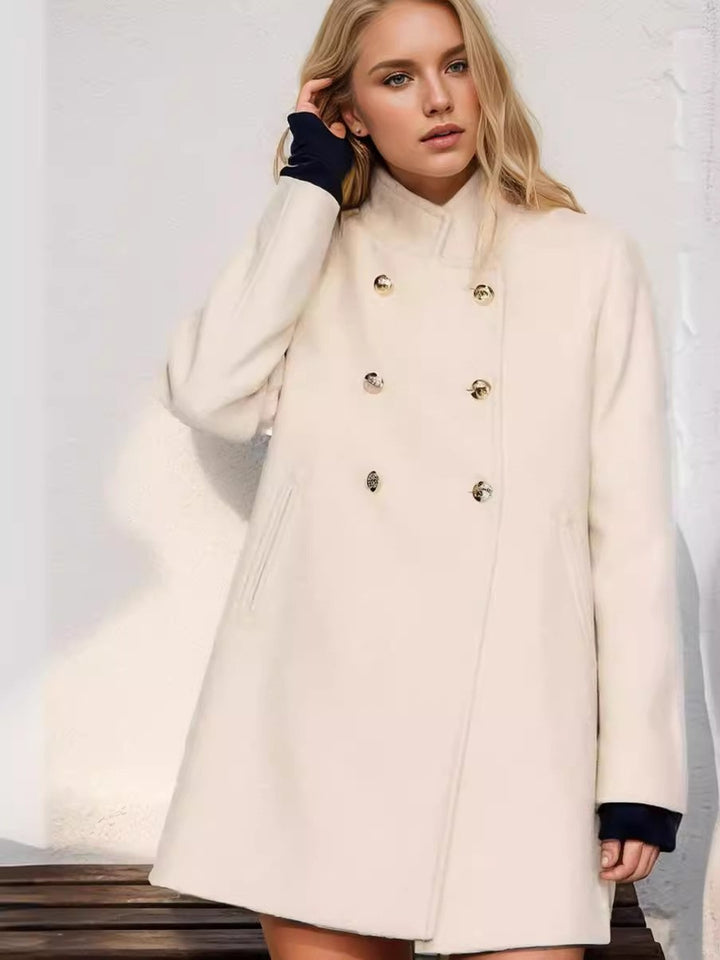 Damen eleganter Mantel mit doppelter Knopfleiste Drune
