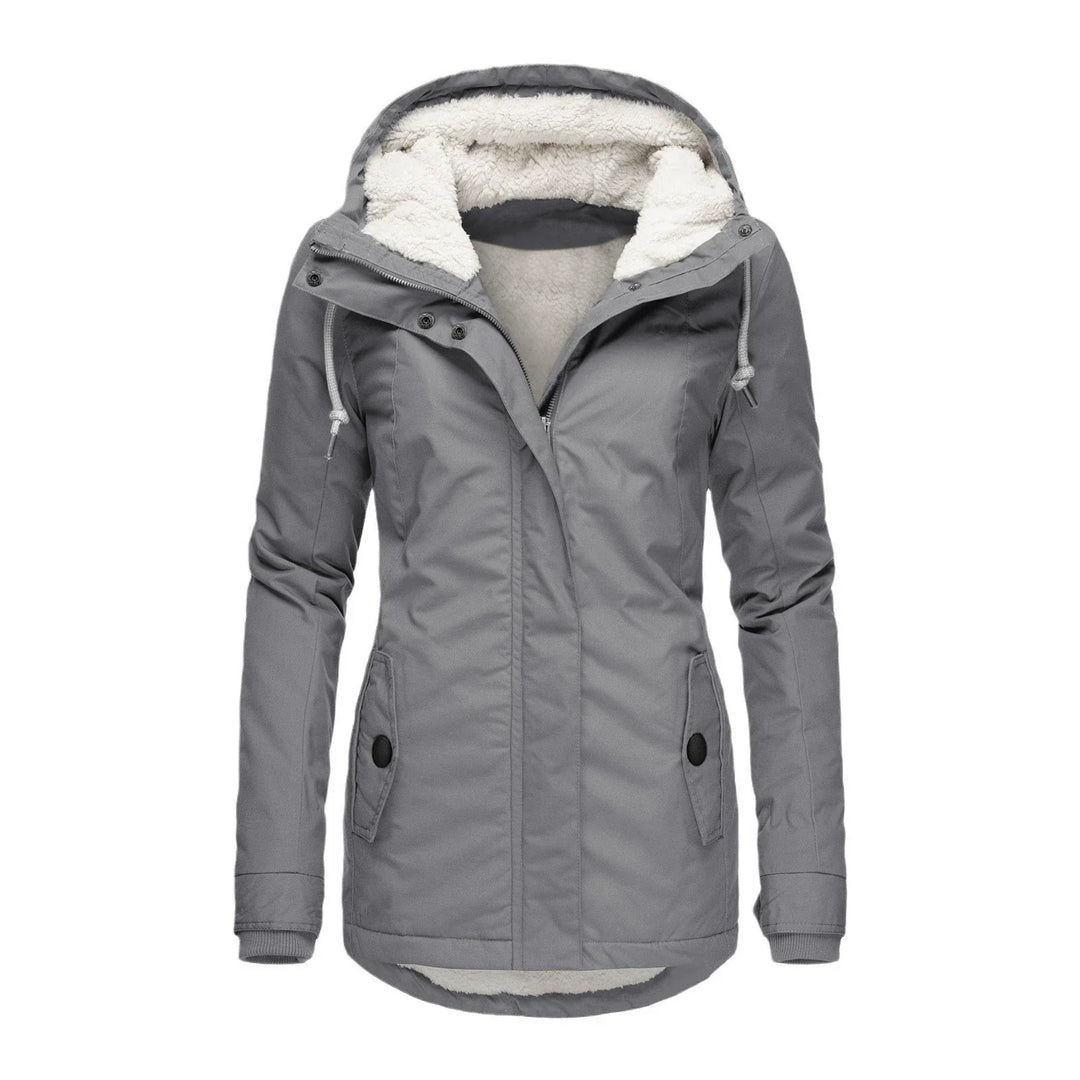 Drune | Damen Kapuzenparka – Semi-Fitted – Plüschfutter – Mittellange – Wetterbeständig