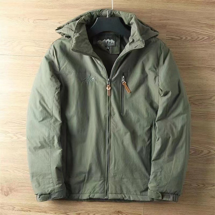 Herren nan isolierte Softshell-Fieldjacke mit abnehmbarer Kapuze und verdeckter Reißverschlusstasche Drune
