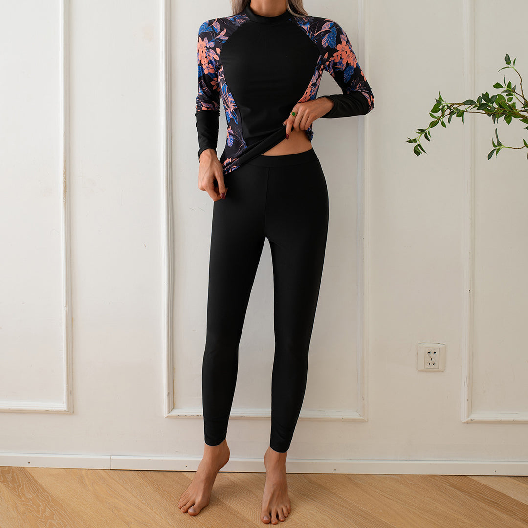 Damen Langarm Rashguard mit floralem Design Drune