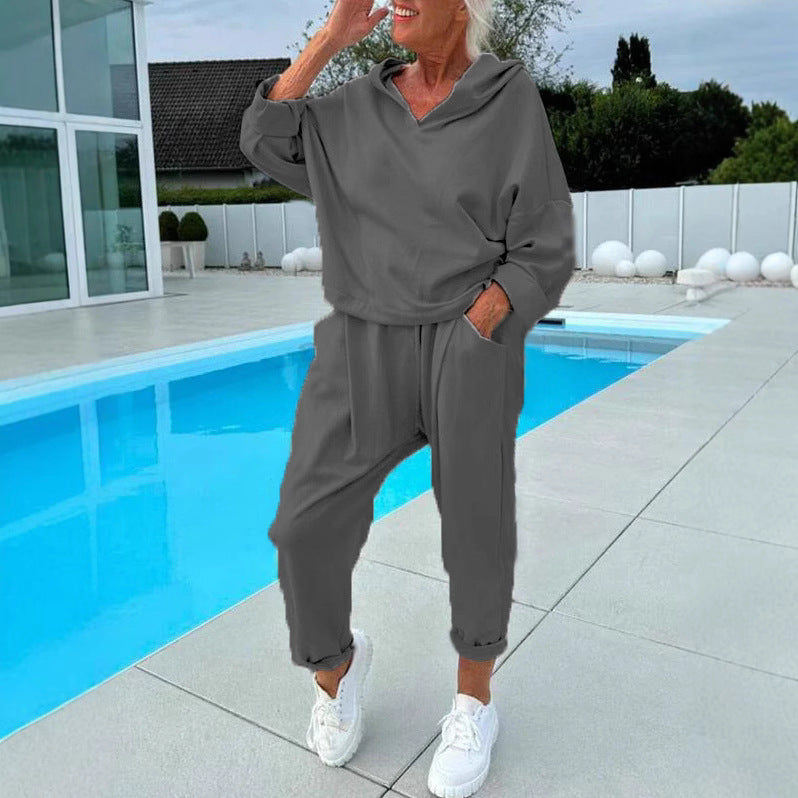 Damen modischer Hoodie und Jogginghose Set Drune