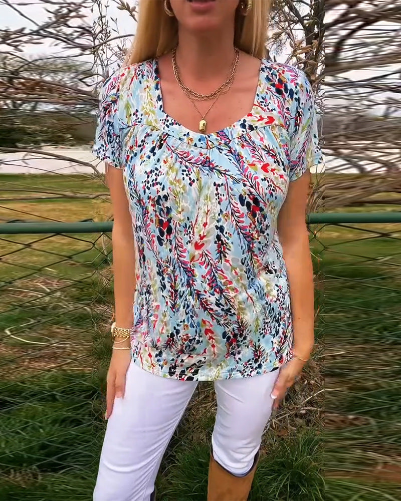 Damen nan leichte Viskosebluse mit kastiger Passe, geraffter Brustpartie und kurzem Schmetterlingsärmel Drune