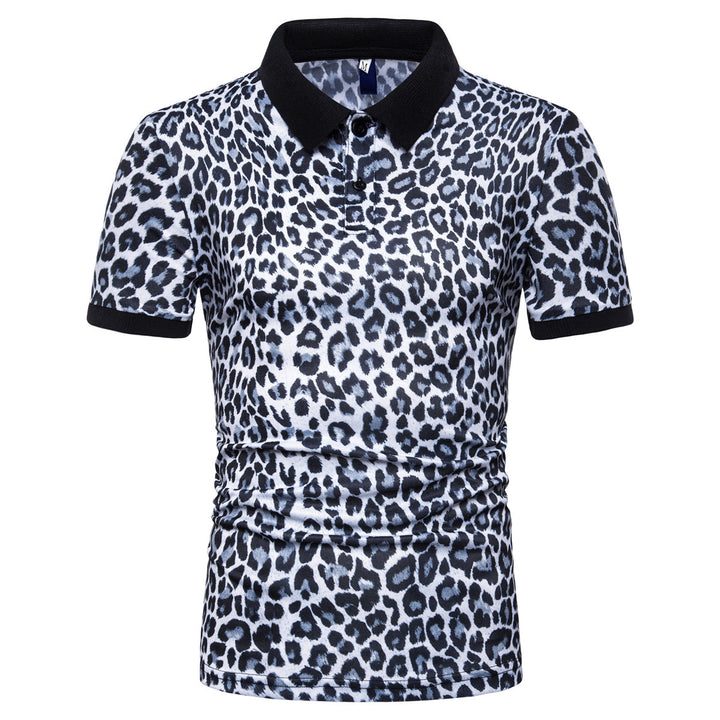 Herren zeitgenössisches Leopardenmuster Poloshirt Drune