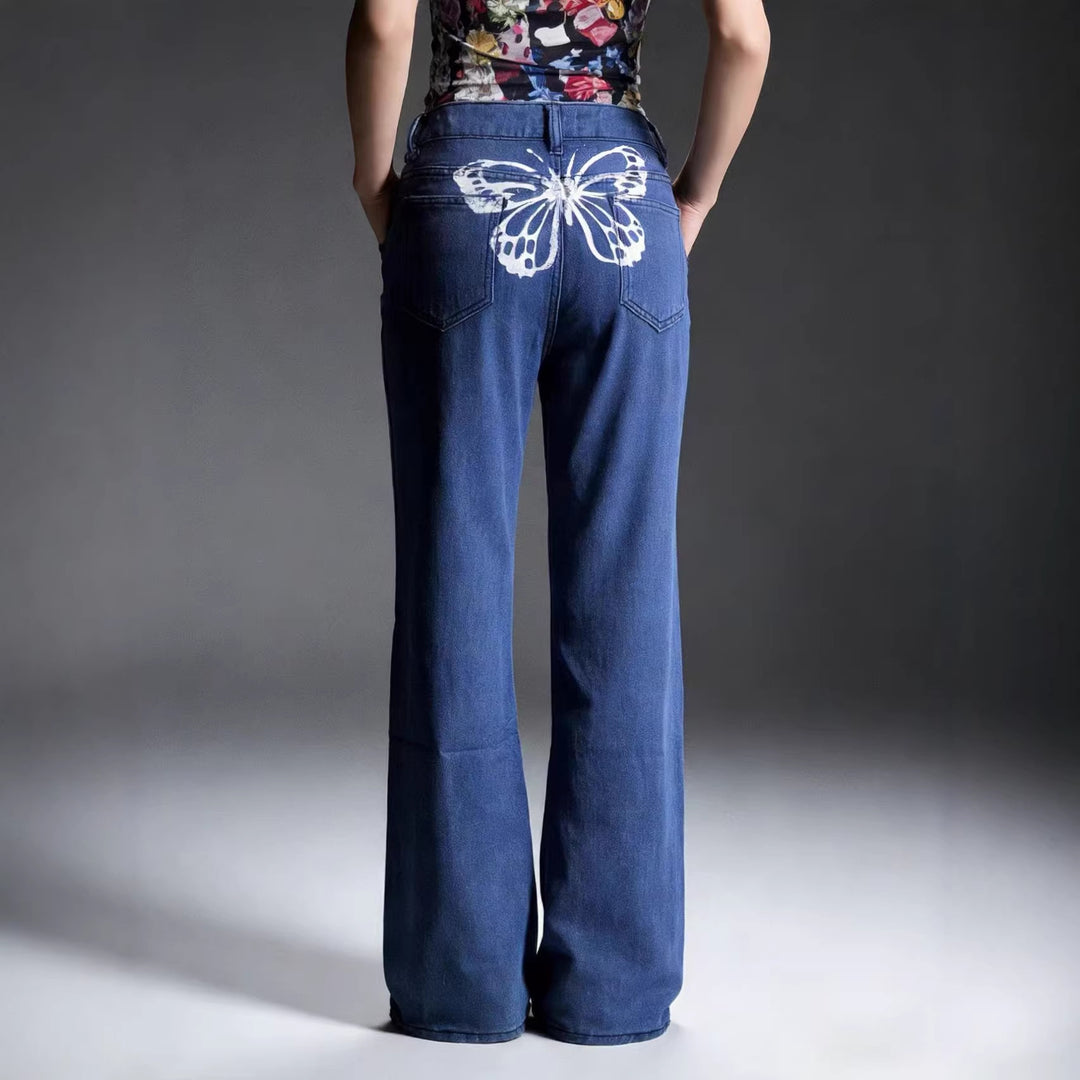 Damen nan hochgeschnittene weich fallende Schlagjeans aus Stretch-Denim mit figurformender Passform Drune
