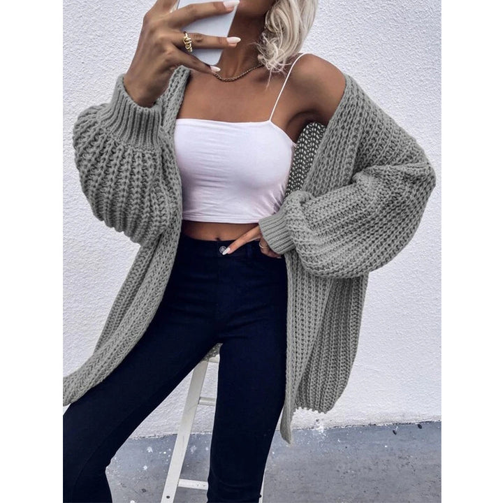 Damen Grobstrick Cardigan mit weit geschnittenen Ärmeln und lässigem Look Drune