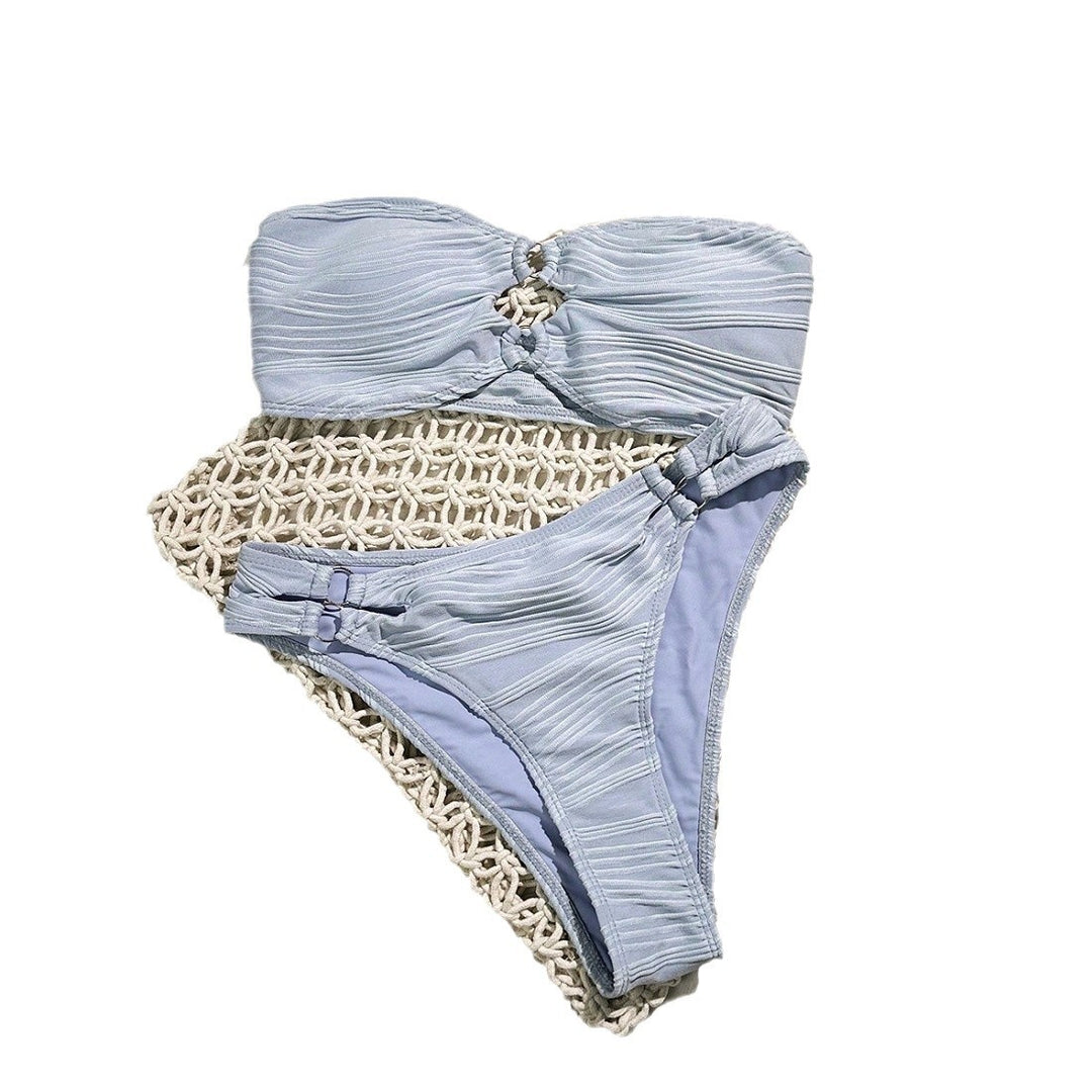 Damen Bandeau-Bikini-Set mit raffinierten Falten Drune