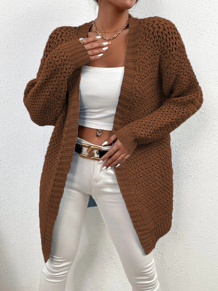 Damen Grobstrickjacke mit modernem Häkelmuster und lässigem Schnitt Drune