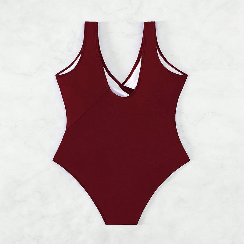 Damen Einteiler Badeanzug mit elegantem Wickeldesign und raffinierten Ziernieten Drune
