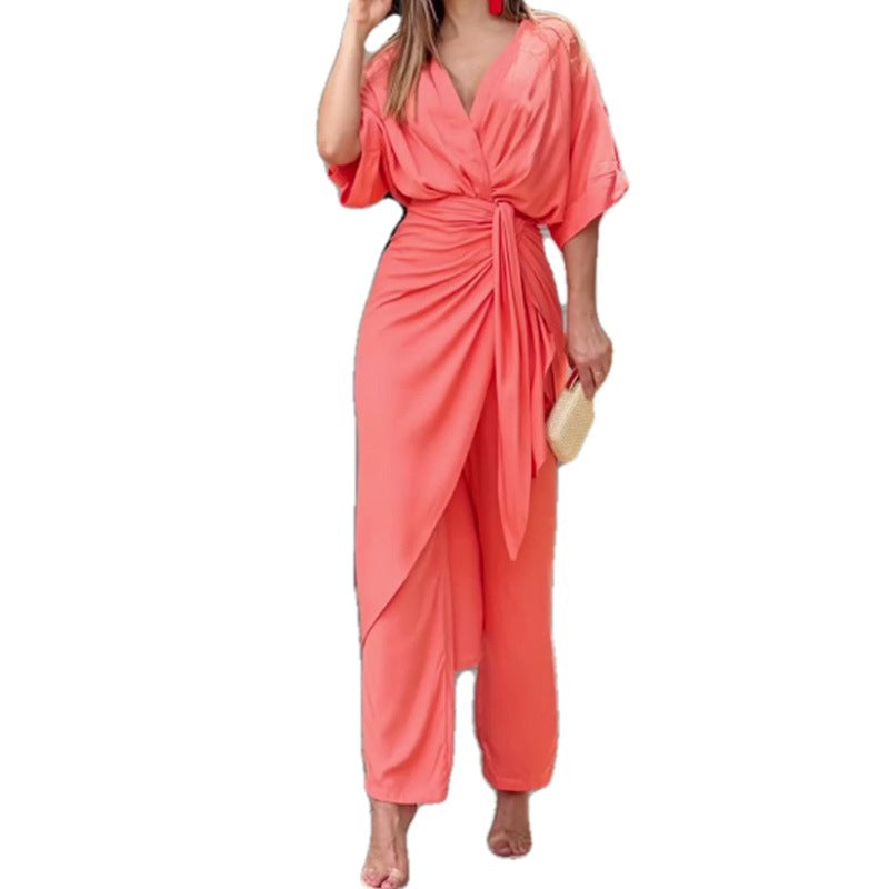 Damen Wickel-Jumpsuit mit elegantem Schnitt und lässigem Flair Drune