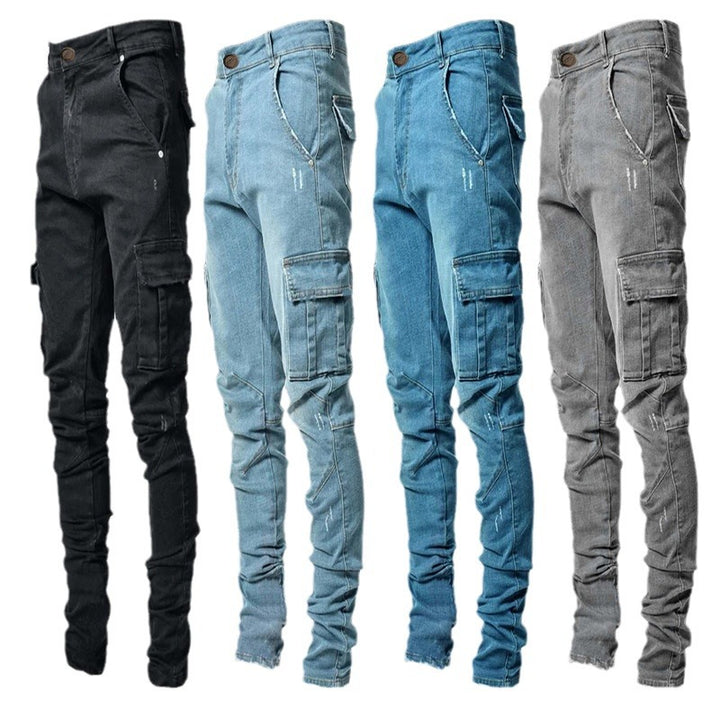 Herren Cargo-Denim-Hose im modernen Slim Fit mit praktischen Seitentaschen Drune