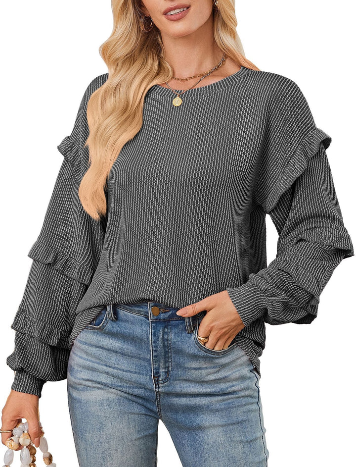 Damen Elegantes Sweatshirt mit Rüsche Drune