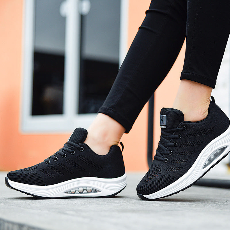 Damen nan atmungsaktiver Strick-Gehkomfort-Sneaker mit integrierter Luftfederung und ergonomischer Rockersohle Drune
