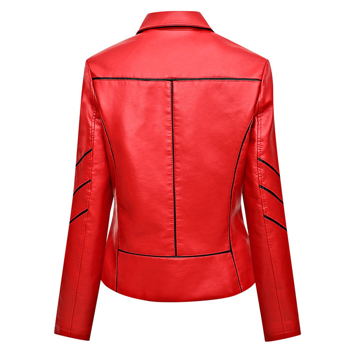 Damen modische Kunstlederjacke mit schicker Zipp-Detailierung Drune
