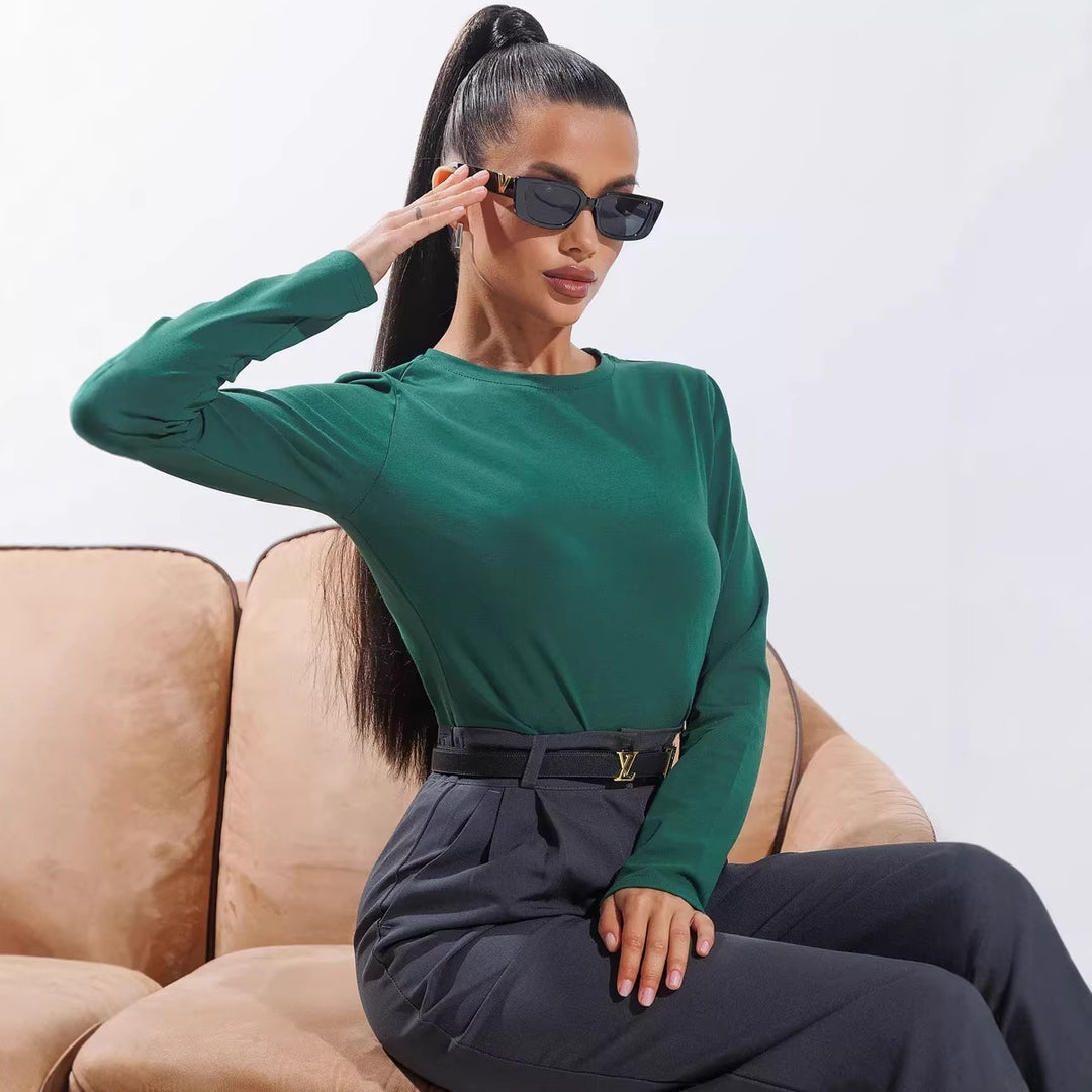 Damen Langarmshirt mit körperbetontem Schnitt und modischem Design Drune