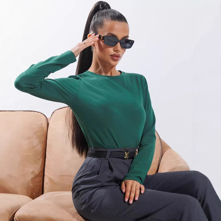 Damen Langarmshirt mit körperbetontem Schnitt und modischem Design Drune