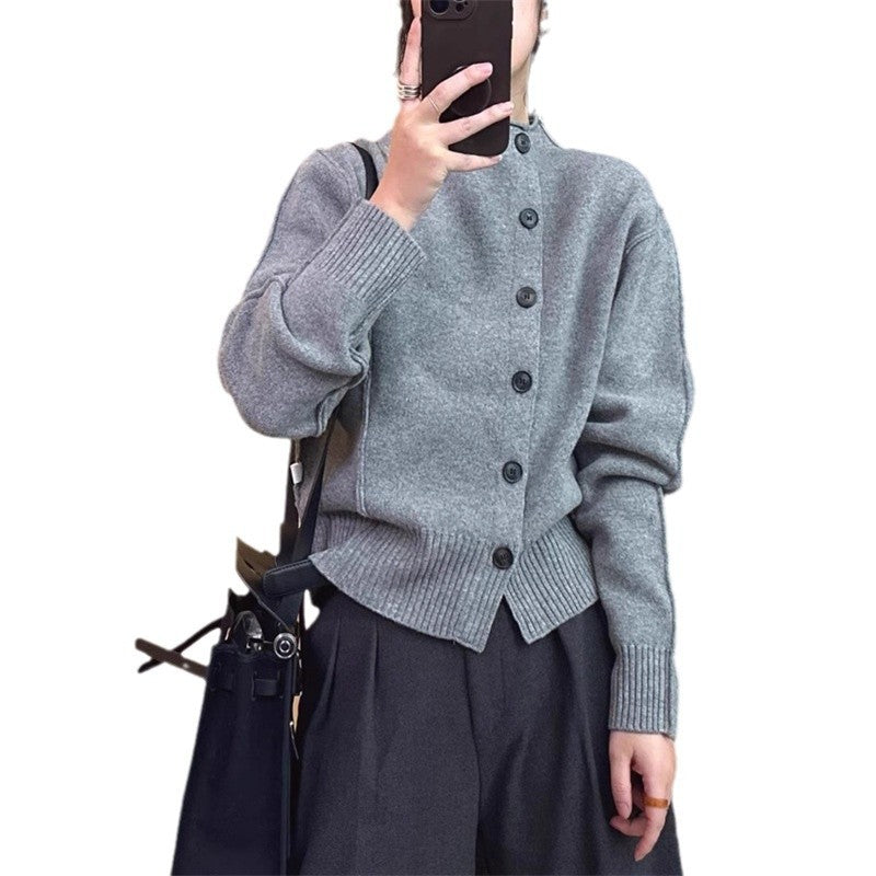 Damen Strickjacke mit stylischem Knopfverschluss und voluminösen Ärmeln Drune