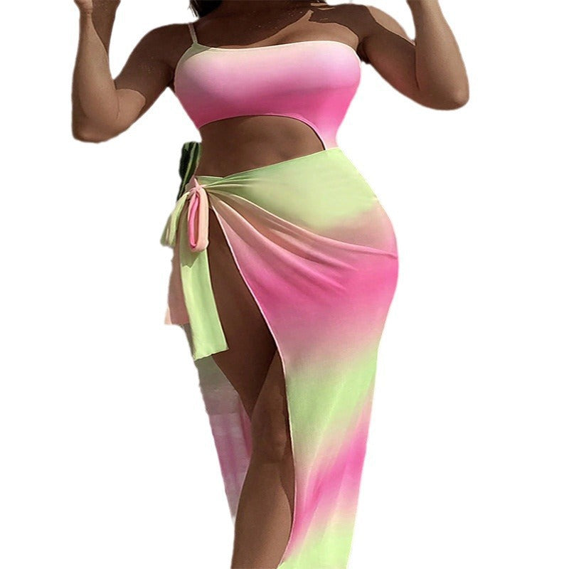 Damen Baderock mit Schnitt und bindbarem Oberteil Drune