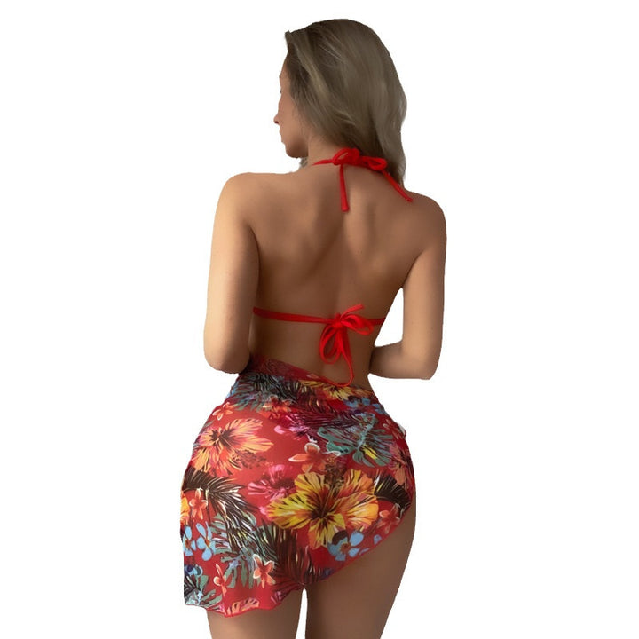 Damen Bikini mit verstellbaren Trägern und floralem Wickelrock Drune