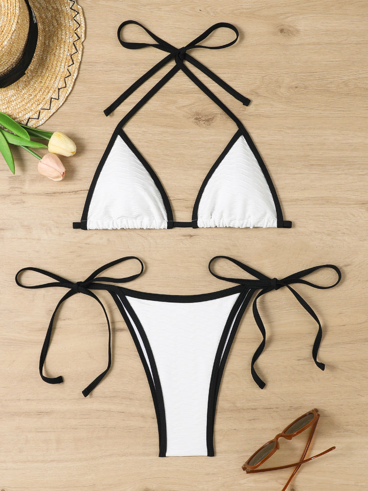 Damen Triangel-Bikini mit verstellbaren Trägern und hochwertigem Wellenmuster Drune