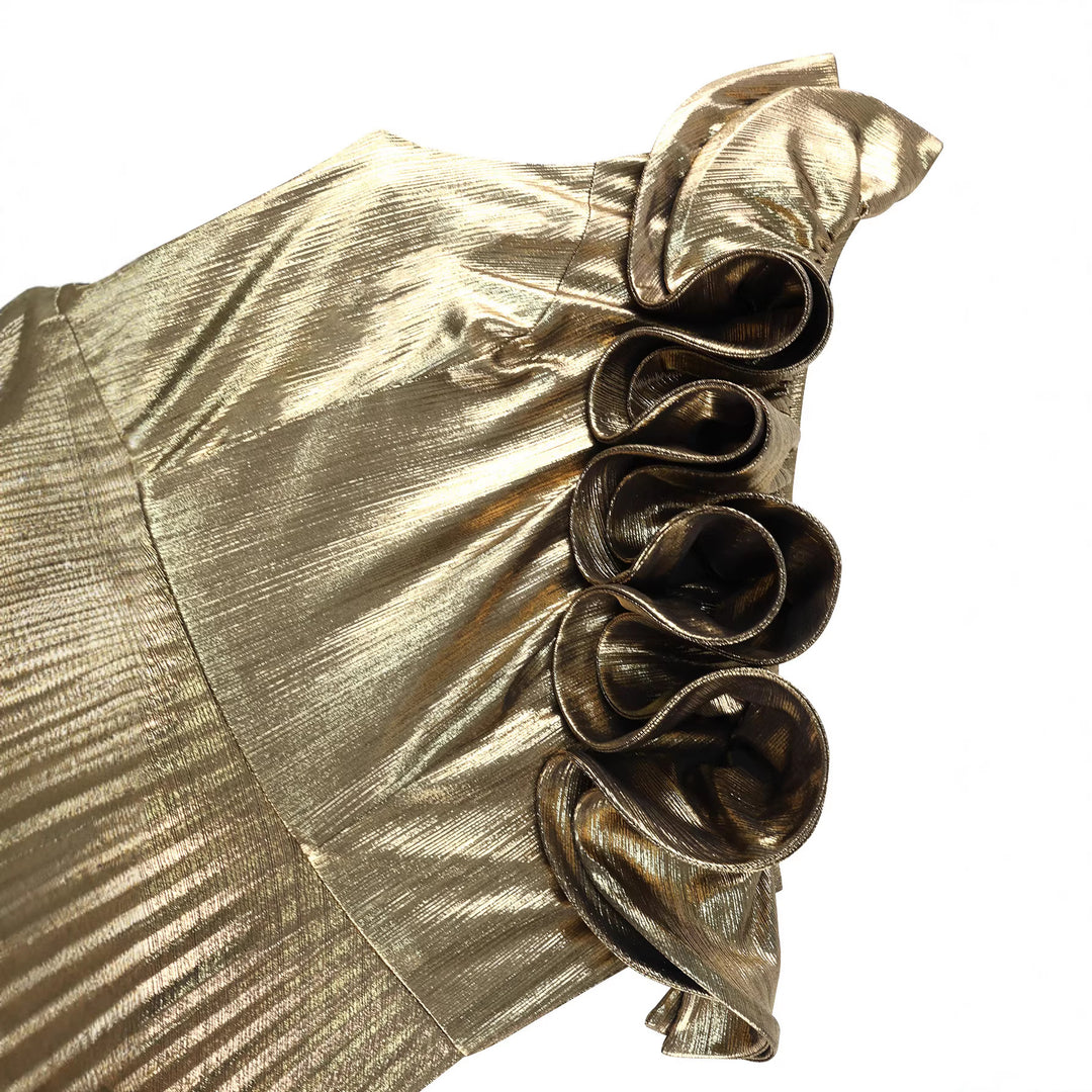 Damen elegantes schimmerndes Abendkleid mit Raffungen Drune