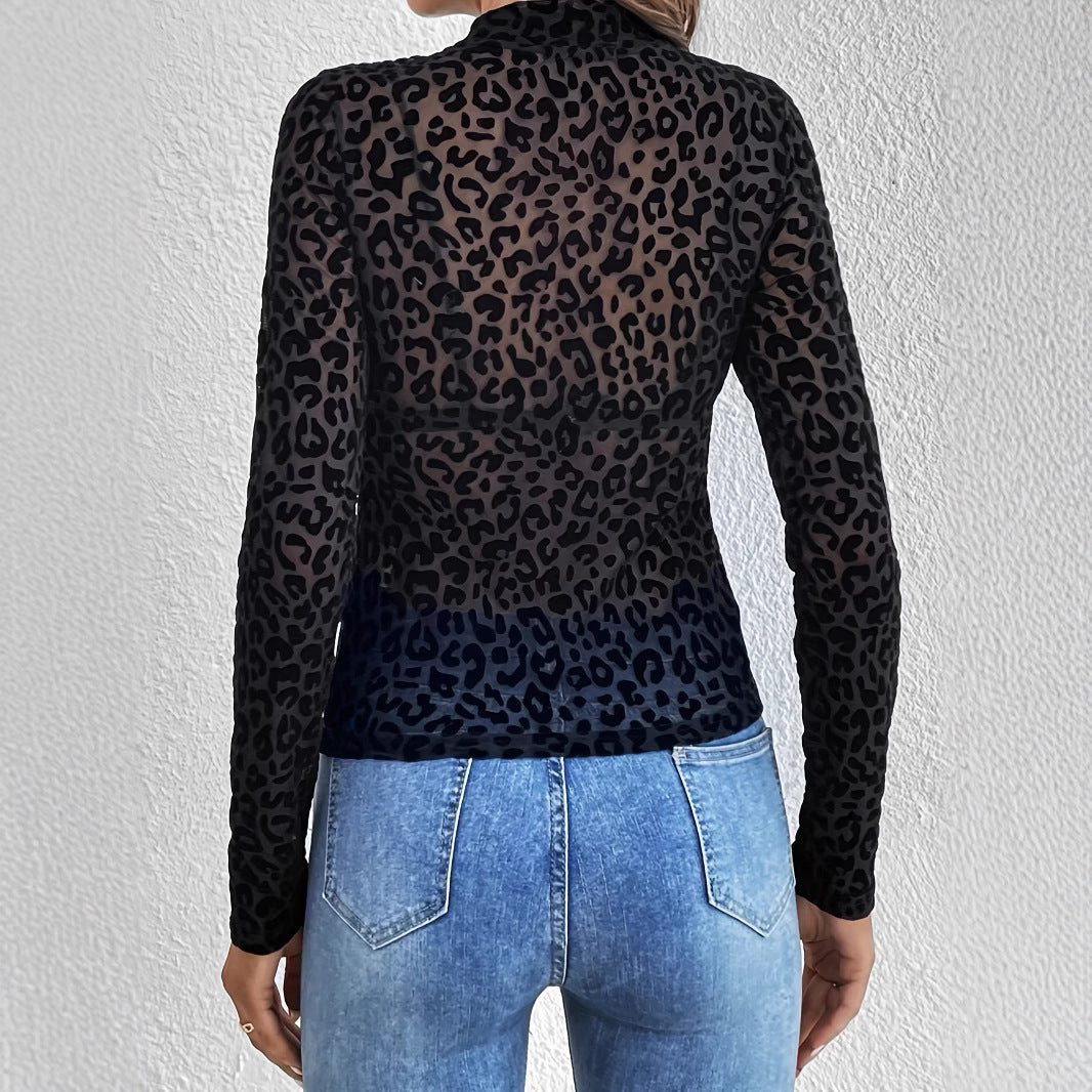 Damen Langarmshirt mit modernem Leopardenmuster Drune