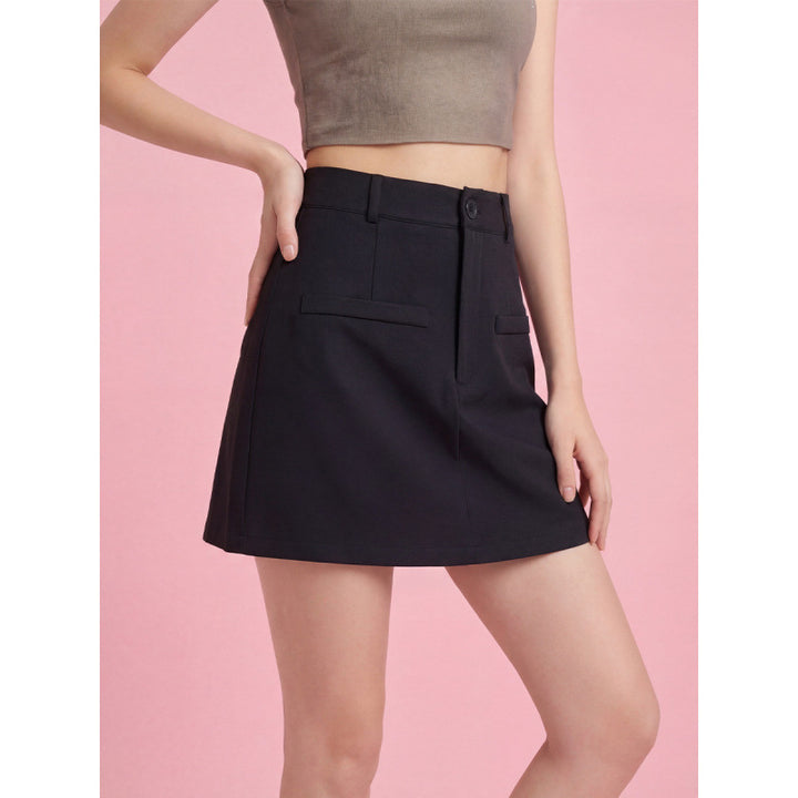 Damen Modischer Minirock mit eleganter Schnittführung und praktischen Taschen Drune