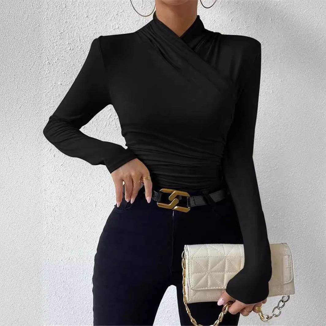 Damen Langarmshirt mit raffiniertem Wickeldesign Drune