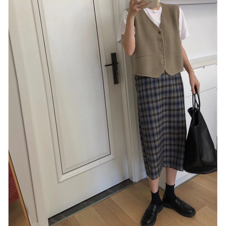 Damen Strickweste mit eleganter Knopfleiste und feinem Material Drune
