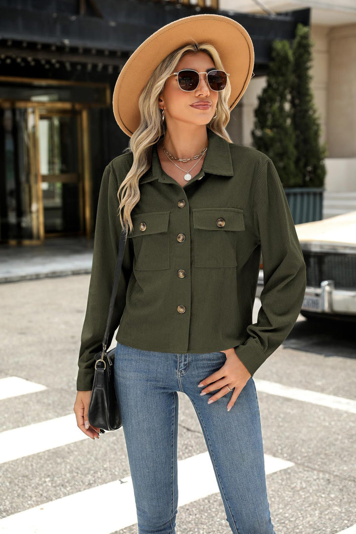 Damen lässige Utility-Jacke mit Patten und Knöpfen Drune