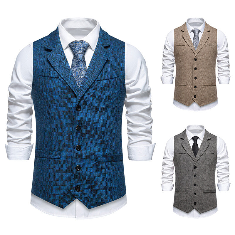 Herren Elegante Anzugweste im zeitgenössischen Design mit feinem Strukturmuster Drune