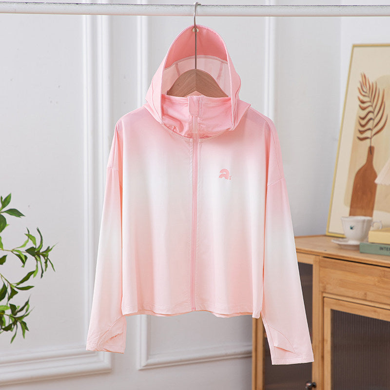 Damen nan leichte Kapuzenjacke mit UV-Schutz, schnell trocknender Sportjacke mit Reißverschluss Drune