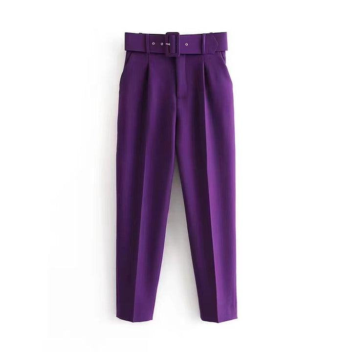 Damen weite Hochbundhose mit schickem Gürtel Drune