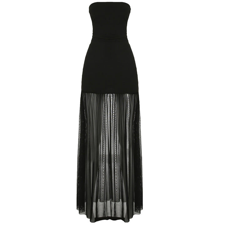 Damen Maxi-Kleid mit schickem Tüllsaum und figurbetonter Silhouette Drune