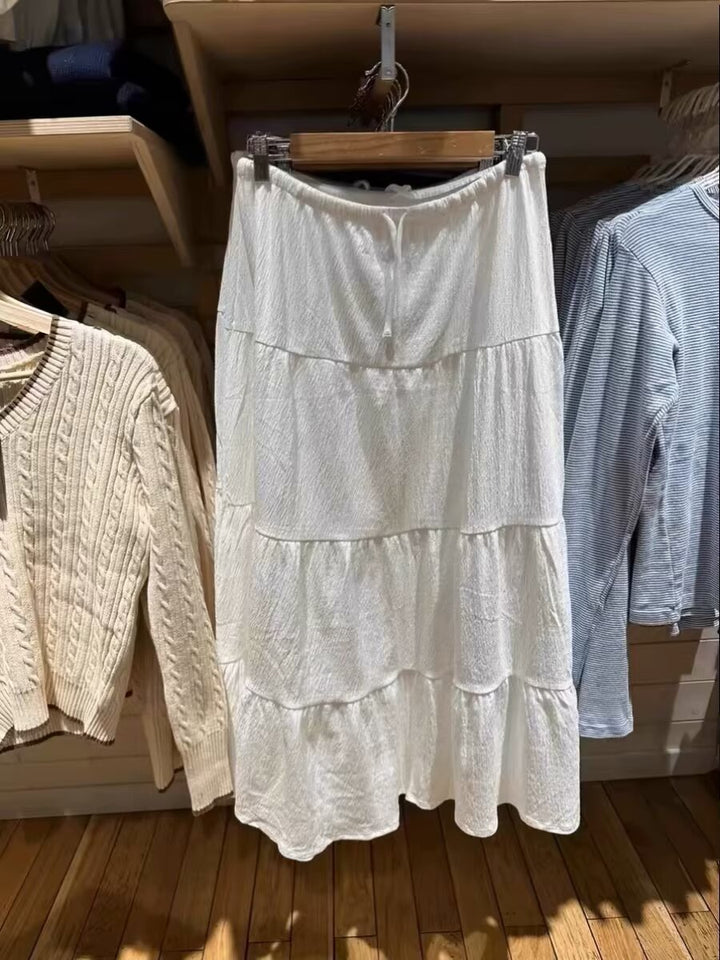 Damen lässiger Maxi-Rock mit voluminösem Stufen-Design Drune