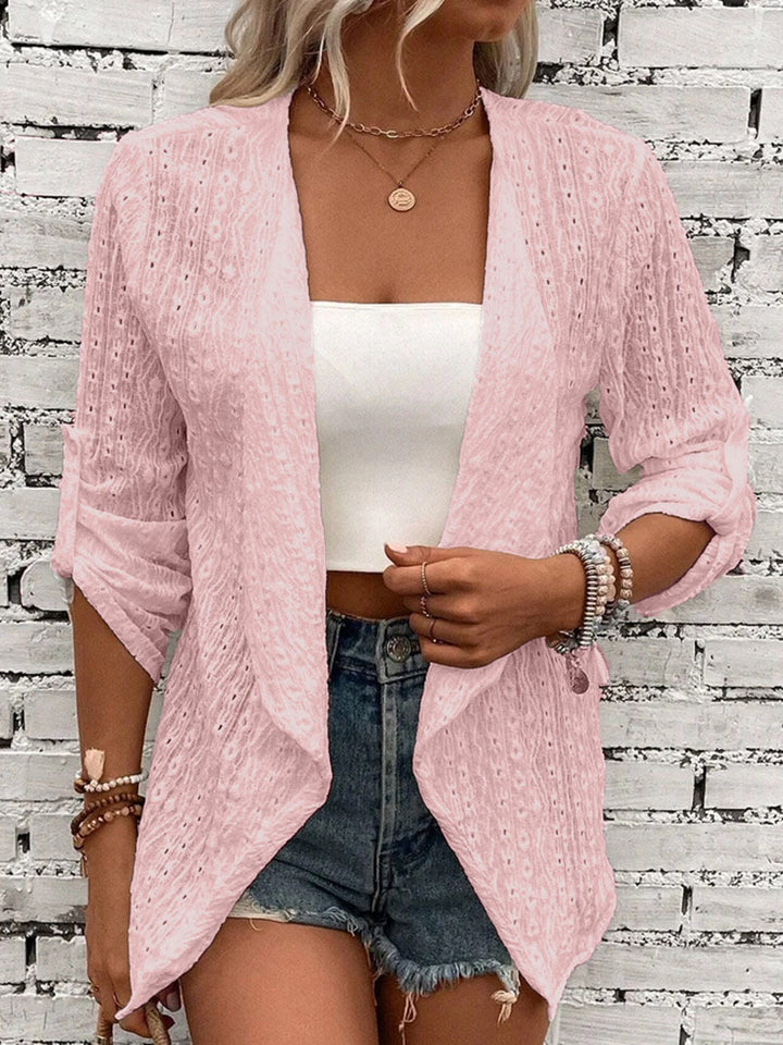 Damen Leichte Strickjacke mit asymmetrischem Schnitt und 3/4-Ärmeln Drune