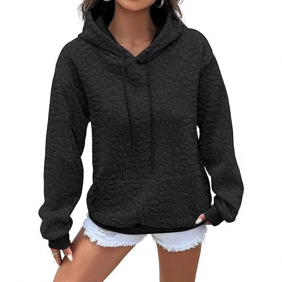 Damen Kapuzenpullover mit floralen Prägungen und großzügiger Passform Drune