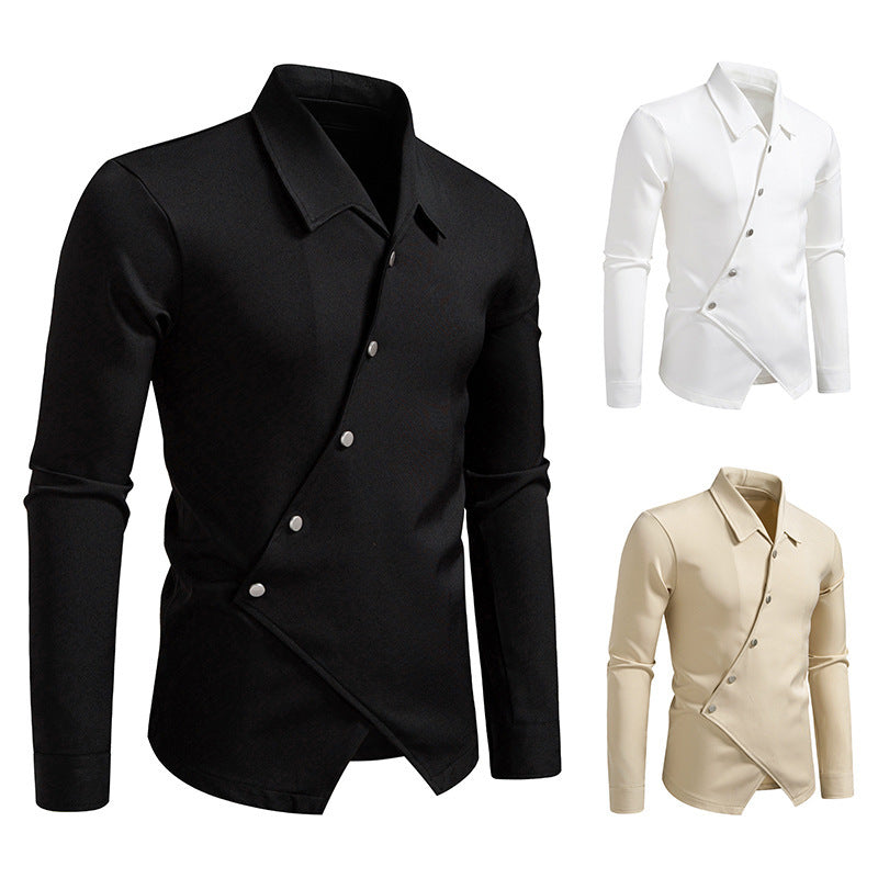 Herren modisches Hemd mit asymmetrischem Knopfdesign und eleganter Passform Drune