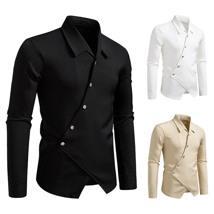 Herren modisches Hemd mit asymmetrischem Knopfdesign und eleganter Passform Drune