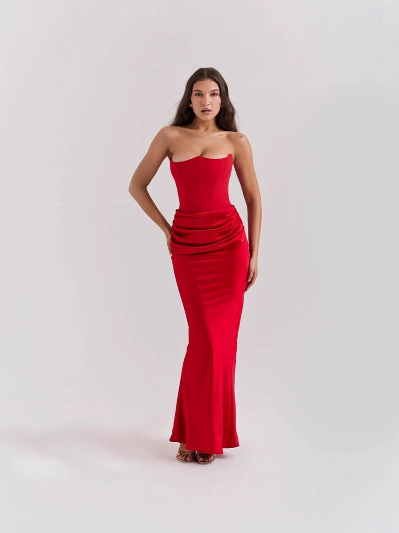 Damen Figurumspielendes Maxikleid mit raffinierter Raffung Drune