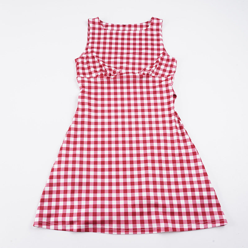 Damen Vichy-Kleid mit femininen Rüschen und schmeichelndem Schnitt Drune
