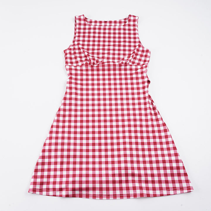 Damen Vichy-Kleid mit femininen Rüschen und schmeichelndem Schnitt Drune