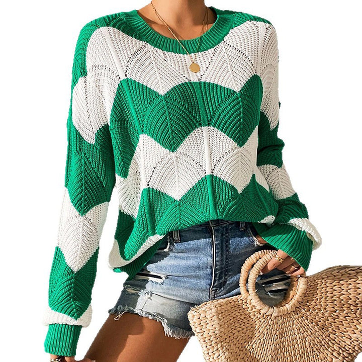 Damen Strickpullover mit gewelltem Muster und weitem Schnitt Drune