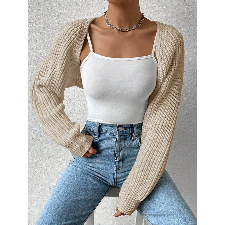 Damen lässiger Strickcardigan mit offener Front und langen Ärmeln Drune